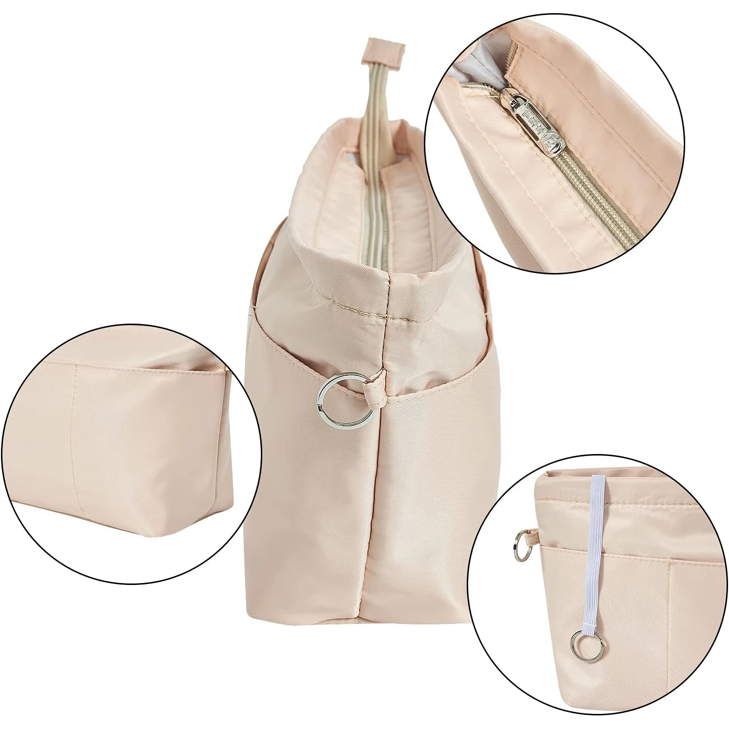 Insert organisateur de sac à main en nylon de qualité supérieure - 13 - Doublure de sac à main fourre-tout de poche avec fermeture éclair, 4 tailles disponibles