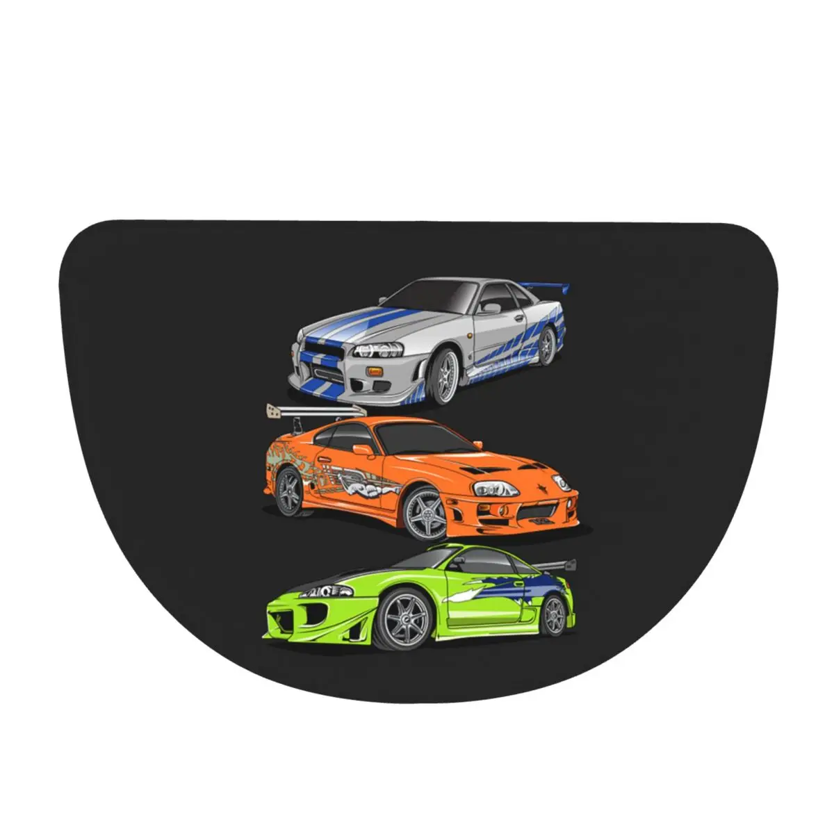 Movie Fast And Furious Brian O'connor Soft Flannel Half Round Doormat Non Slip Bathroom Mat Absorbent Floor Carpet for Garage