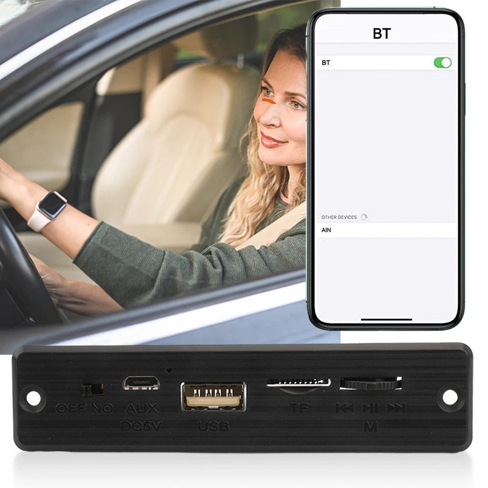 DC 5V Samochodowy Dekoder MP3 Moduł Radiowy Bluetooth 5.0 FM 2*3W 6W Wsparcie Wzmacniacz FM TF USB Funkcja Połączenia Ręcznego