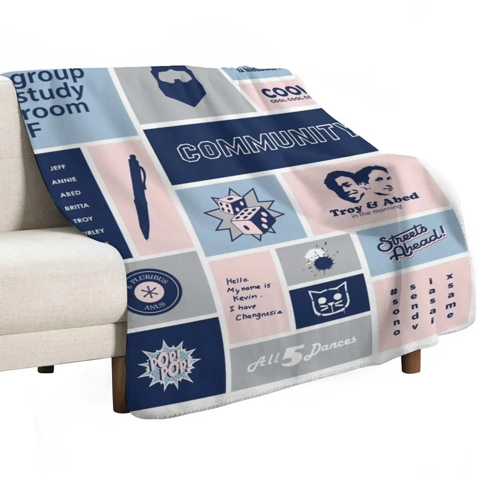 community collage gray / blue Throw Blanket Luxury Designer Shaggy Beautifuls Bed Fashionable Luxury Luxury Thicken Blankets
