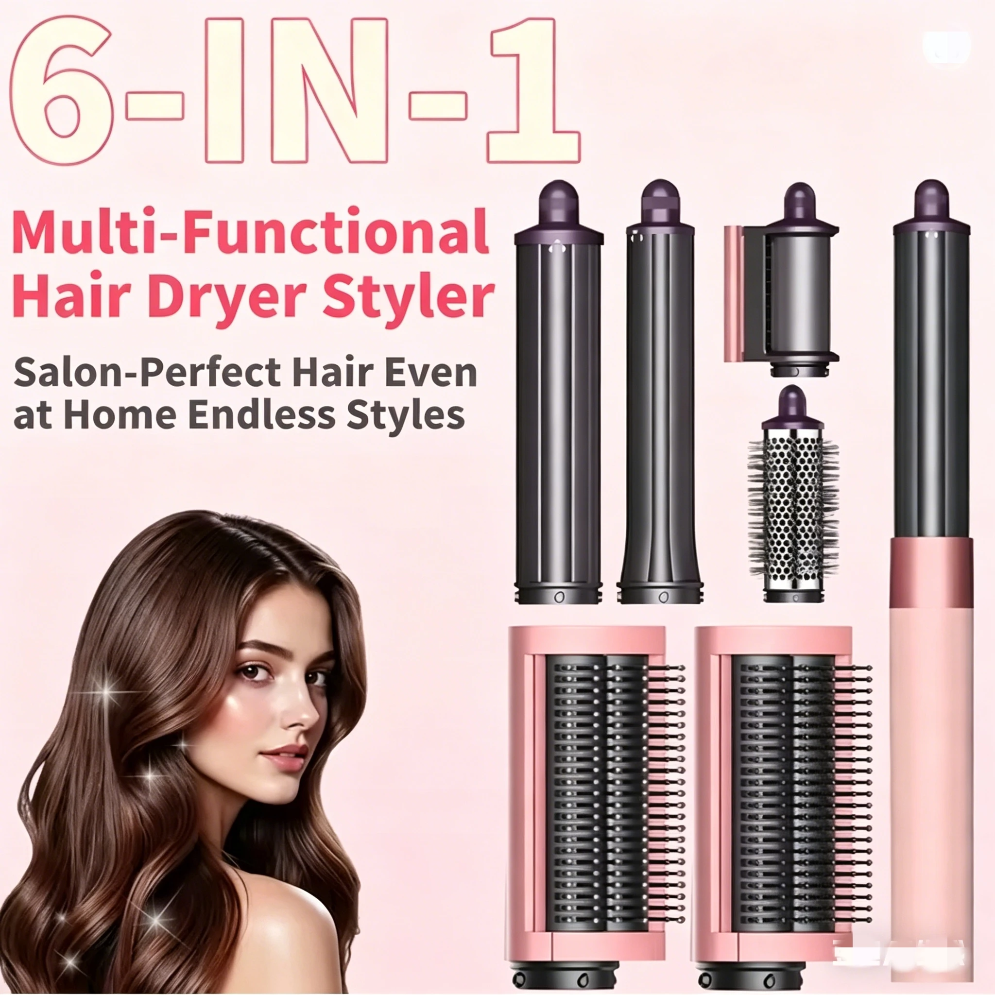 SenCiciMen 6-in-1 Multi Hair Styler Curling Iron Hair Hot Air Brush Curling Barrel Hair Dryer Professional Curly Hair Styler view 2