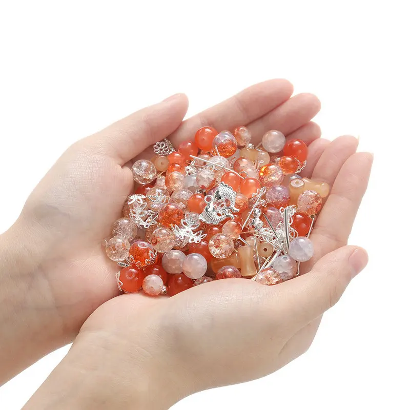 30g Glass Beads Combination Set Mini Crystal Spacer Beads Metal Charms for Making Bracelet Necklace Earring Jewelry DIY Crafts