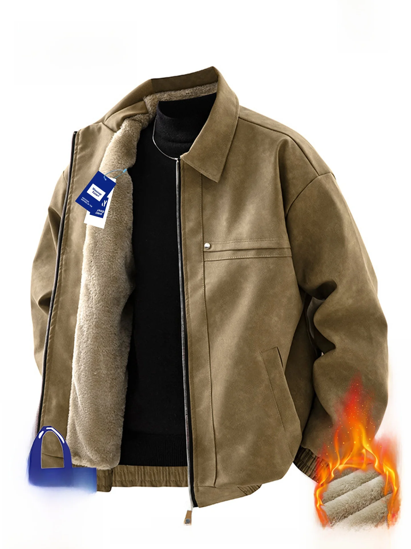 

Мужское байкерское пальто Wassup Palm на подкладке, теплое модное зимнее пальто в американском стиле, длинное светящееся пальто на молнии, полиэстер