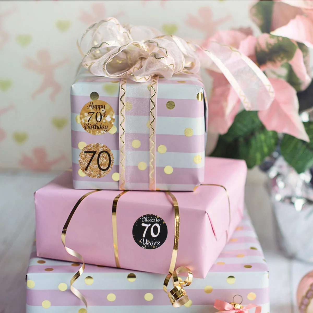 432 قطعة 50th عيد ميلاد ختم ملصقات الشارات المستديرة ذاتية اللصق حفلة لصالح شنطة هدايا تسميات ديكور عيد ميلاد ملصق