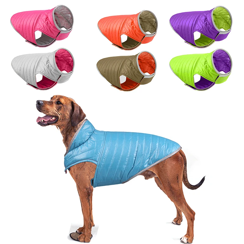 Winter Waterproof Pet Clothing Reversible Dog Clothes Reflective Puppy Jacket for Small Large Dogs Labrador French Bulldog Coat