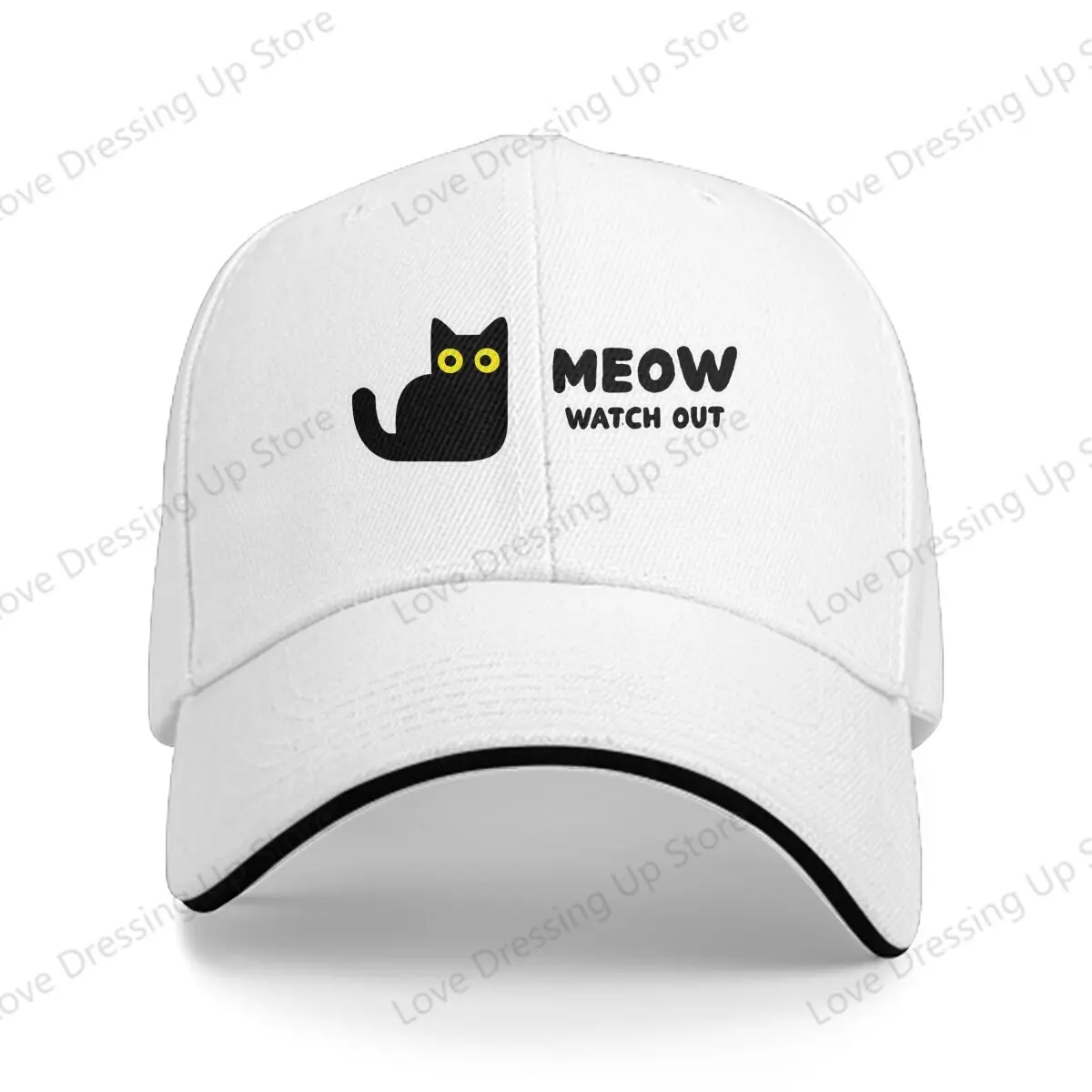 

New black cat Men Women Baseball Caps Meow, watch out Dad's Hat Golf Hats