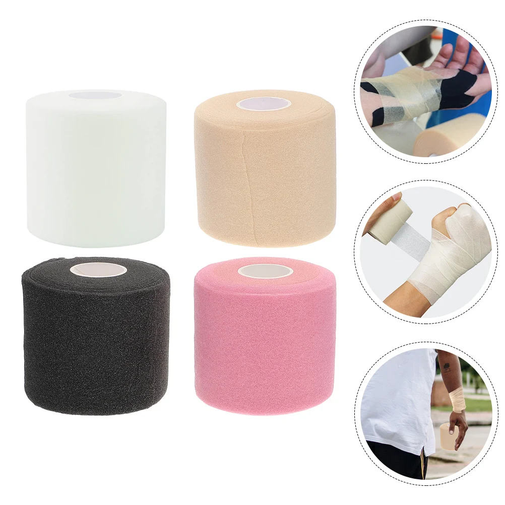 

4 Rolls Sports Wrap Bandages Flexible Breathable Skin Protective Sponge Tape Durable Joint Support for Ankle Wrist Knee Pain