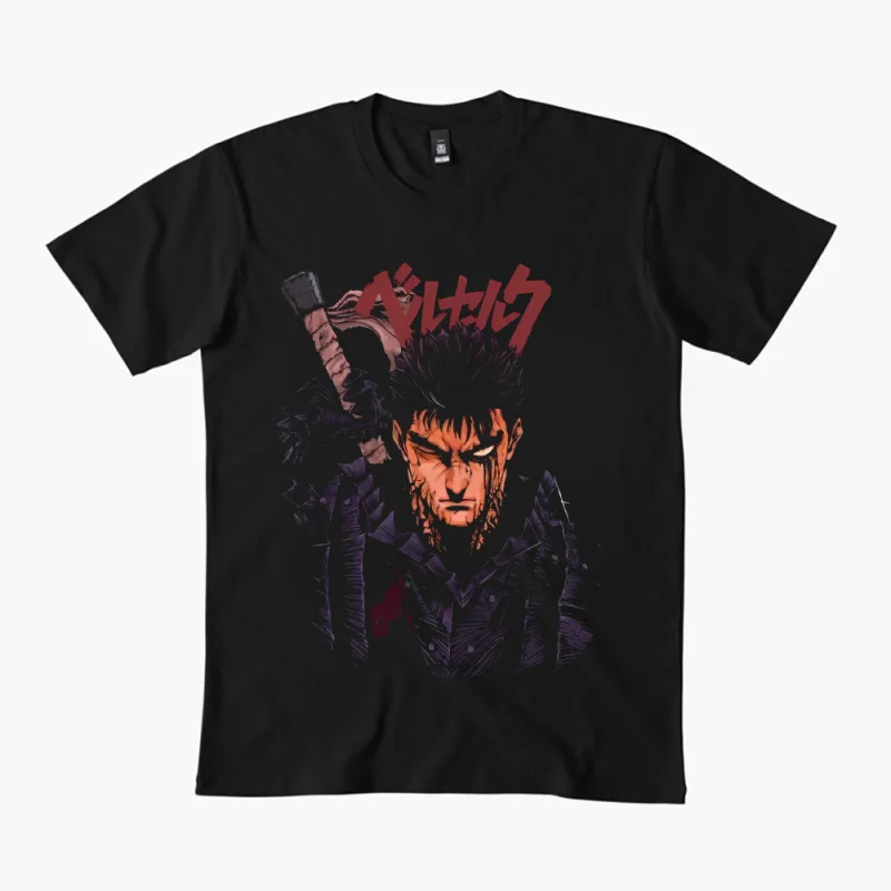 

0325 Guts Berserk Japanese Anime Gift t shirt 100% cotton print clothing Swordsman Manga Graphic Tee Y2K clothes Large size Tops
