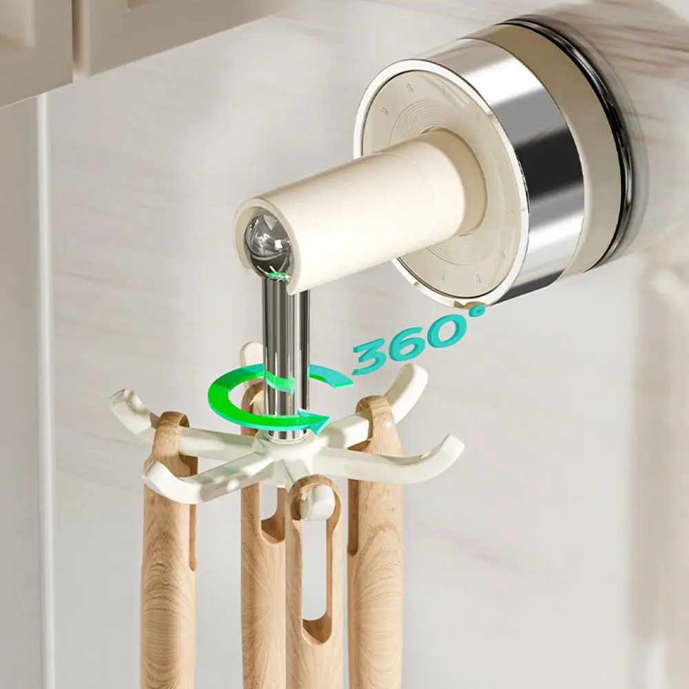 مثبت على الحائط 360 °   خطاف دوار قابل للطي معلق قوي بستة مخالب خطاف دوار خالٍ من اللكمات وموفر للمساحة