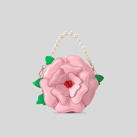 

3D Мини-сумка через плечо с цветочным принтом и цепочками с цветочным принтом, женская сумка, роскошная сумка через плечо из искусственной кожи, милый забавный маленький женский кошелек