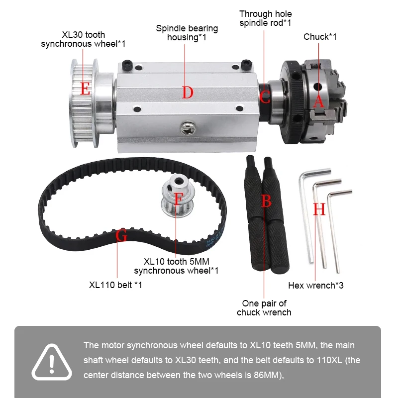 Mini Lathe Woodworking Buddha Bead Machine 63 Four Jaw Chuck Spindle Assembly Through Hole 50 Three Jaw Rotary Collet