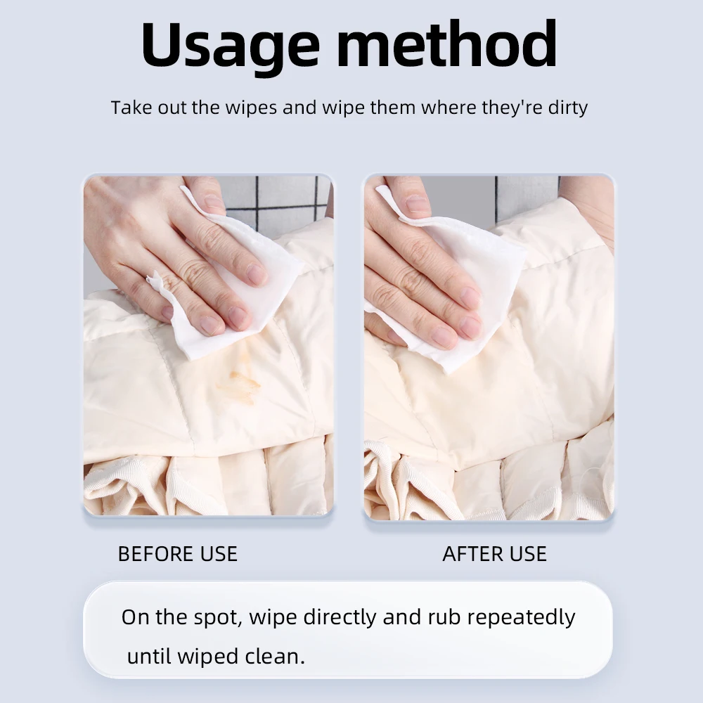 مناديل مزيل بقع الملابس 100 قطعة، منظف قماش فوري للملابس والأحذية #5