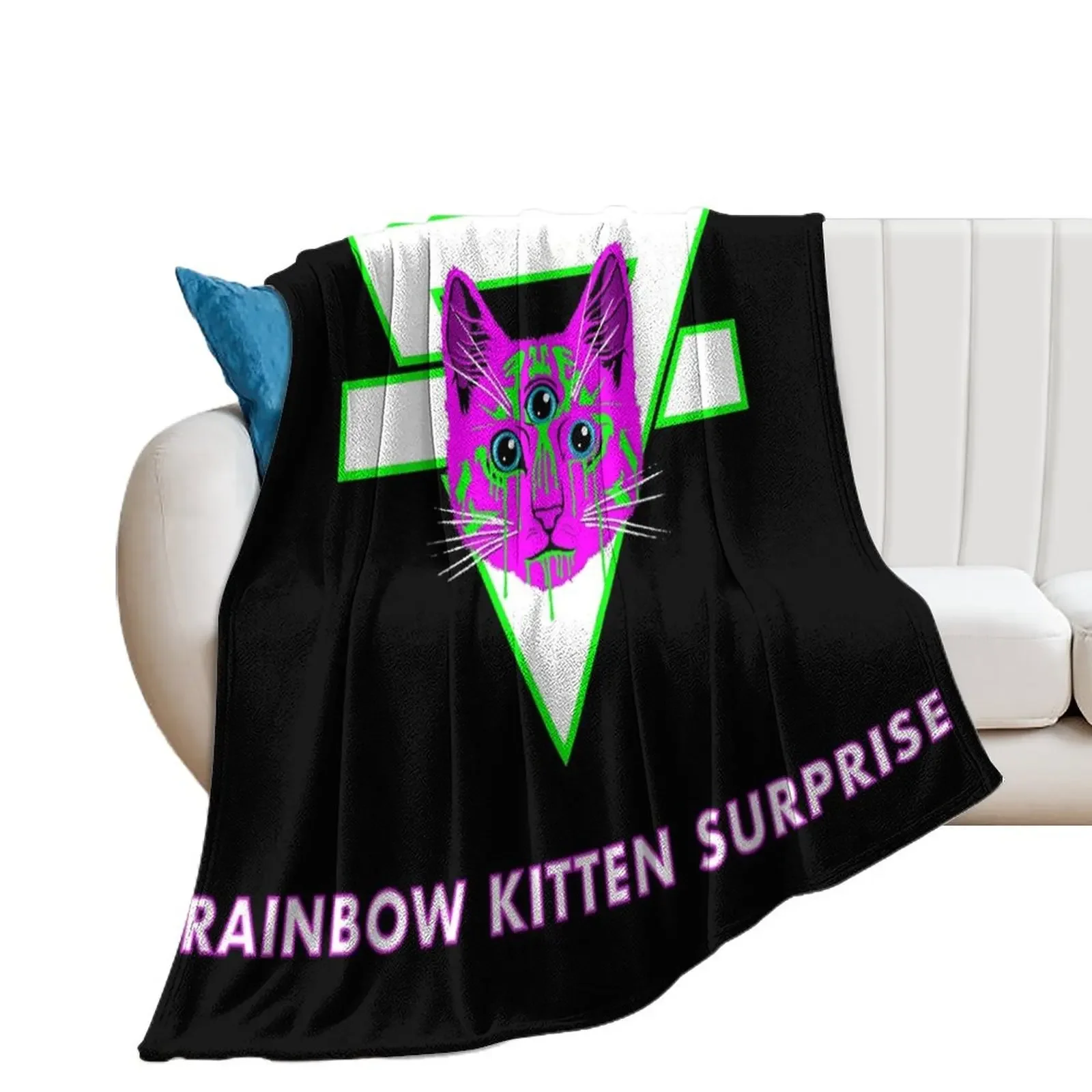 

Rainbow Kitten Surprise Throw Blanket Warm Camping valentine gift ideas Blankets