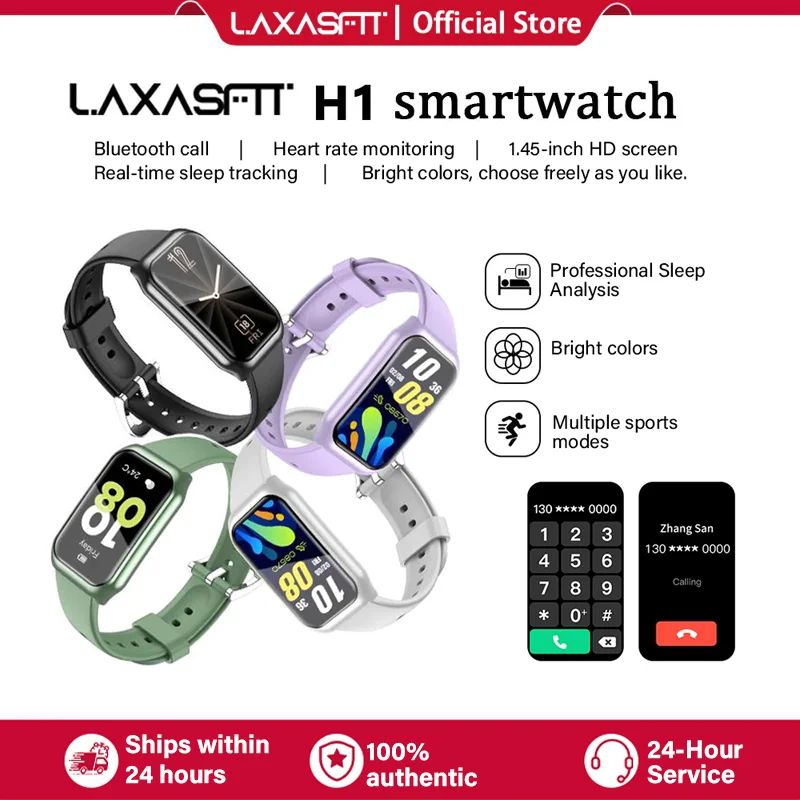 

LAXASFIT New Smart Watch Voice Call Message Reminder Sports Fitness Tracker Heart Rate Monitor Smart Bracelet