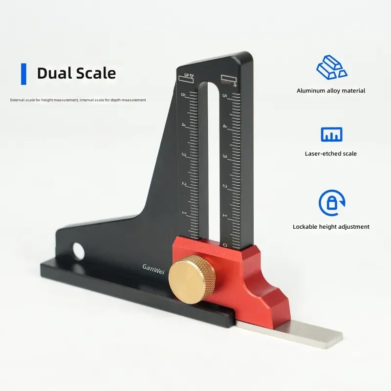 Height Gauge Depth Measurement Ruler Measuring Instrument Woodworking Tools Saw Table Adjustment Trimmer Precision Metal