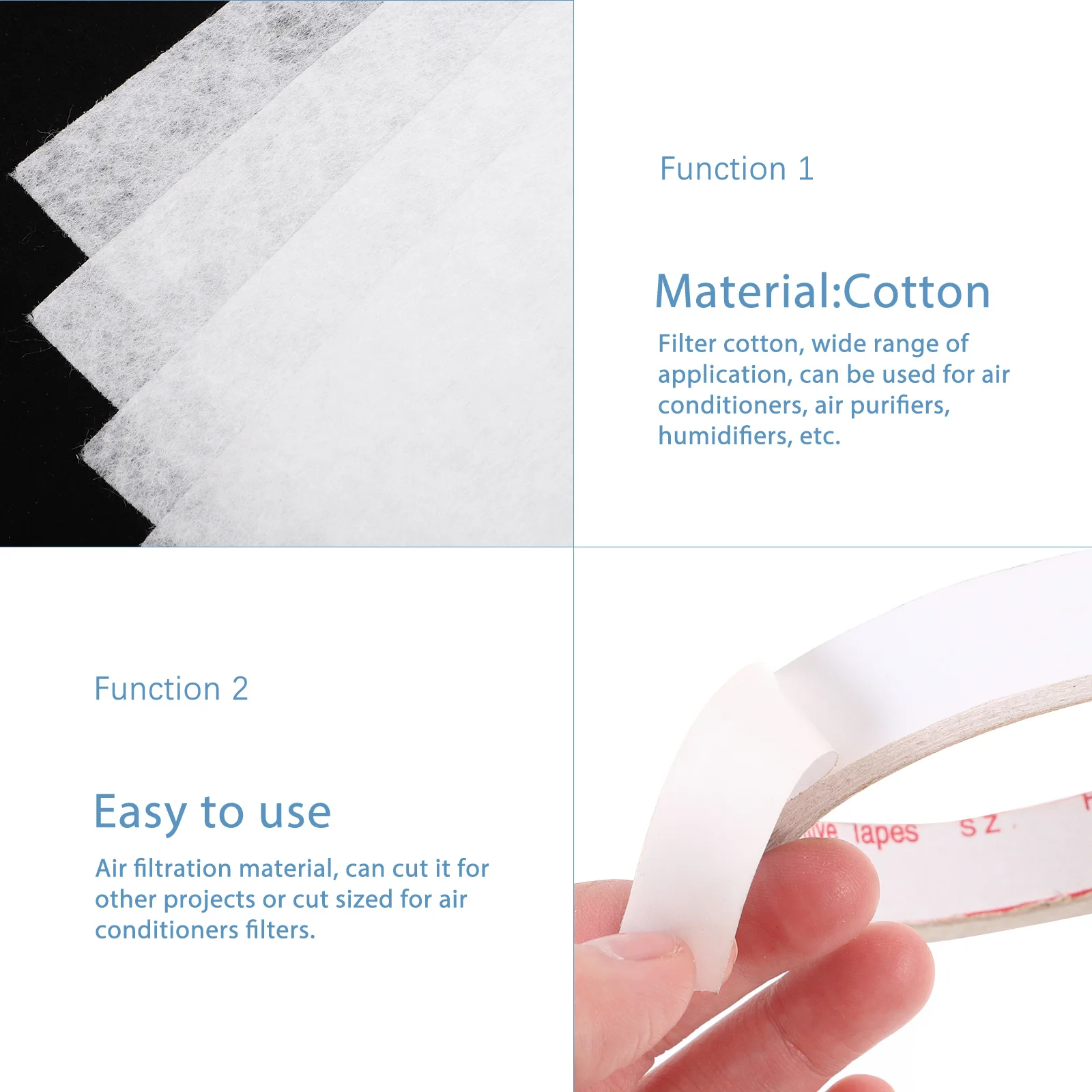 

10pcs Filter Cotton For Purifier Ac Humidifier Electrostatic Air Filtration Material Reusable Vent Filters Lightweight Efficient