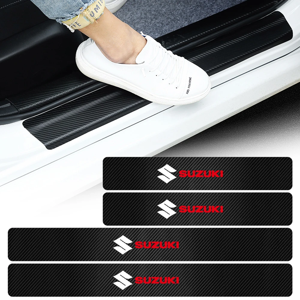 4 stücke Auto Innen Wasserdichte Aufkleber Auto Zubehör Auto Kratzfest Tür Pedal Für Suzuki Grand Swift Vitara Baleno SX4