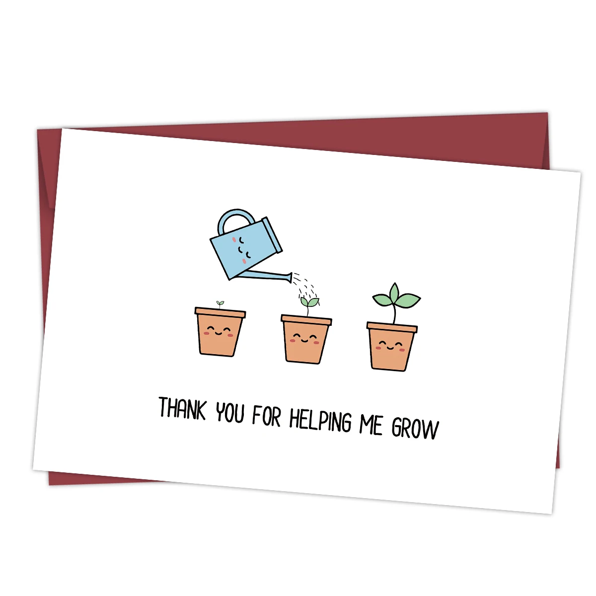 Tarjeta de agradecimiento de diseño bonito con sobre para profesores, gracias por que me ayuda a crecer, grandes regalos de agradecimiento para el día del maestro, 1 ud.