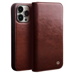 QIALINO Genuine Leather Flip Case for iPhone 15 14 13 12 Pro Max Handmade Cover with Card Slots Case for iPhone 16pro 14 15 Plus