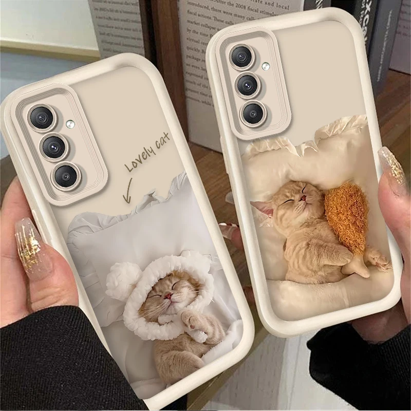 Funny Lovely Cat Silicone Case for Samsung Galaxy A35 A55 A15 A25 A16 A06 A05 A05S A24 A13 A23 A12 A22 A32 A52 A71 A51 4G Cover