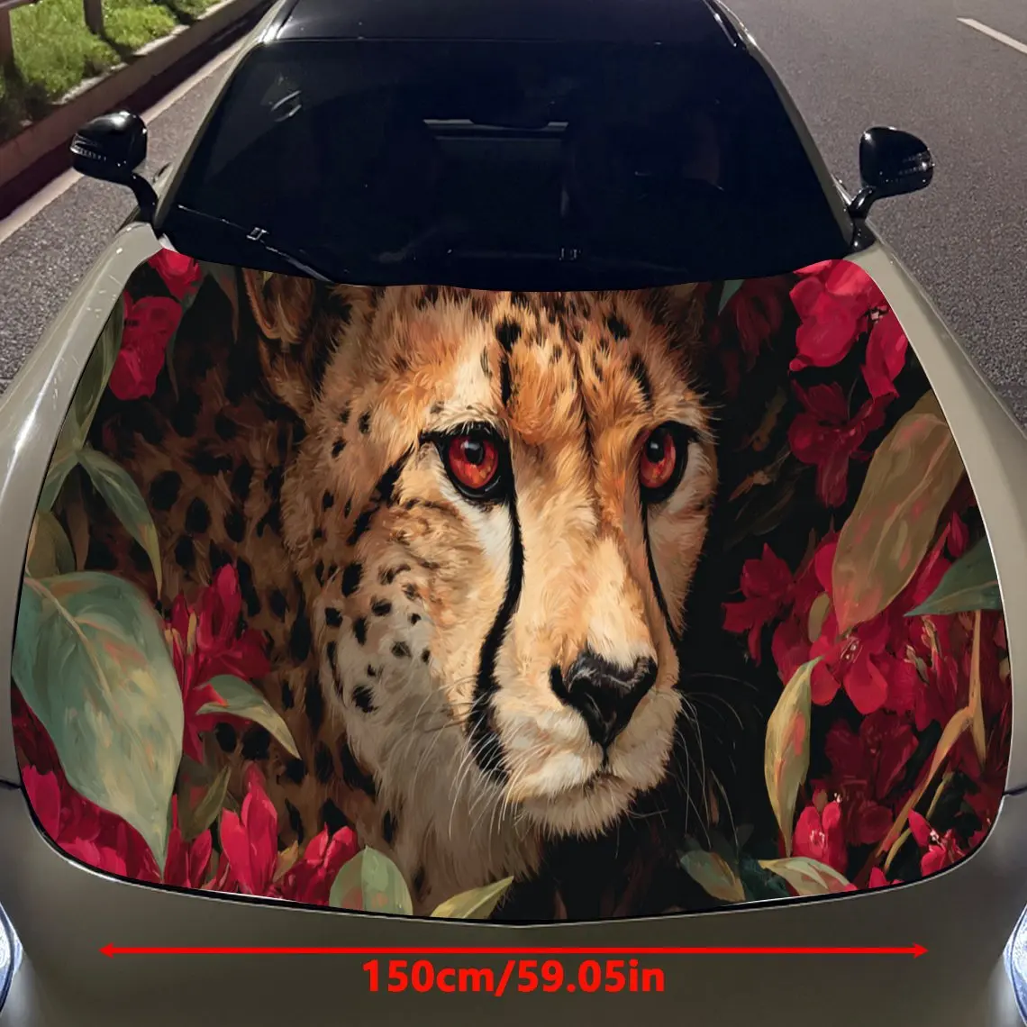 Wild Cheetah Flower print,car hood stickers,PVC waterproof Self adhesive car hood sticker,car hood decoration protection sticker