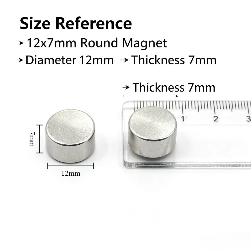 12x7mm Rare Earth Magnet Strong Powerful Round Disc Neodymium Permanent Magnet for Fridge DIY Craft Education 12*7mm