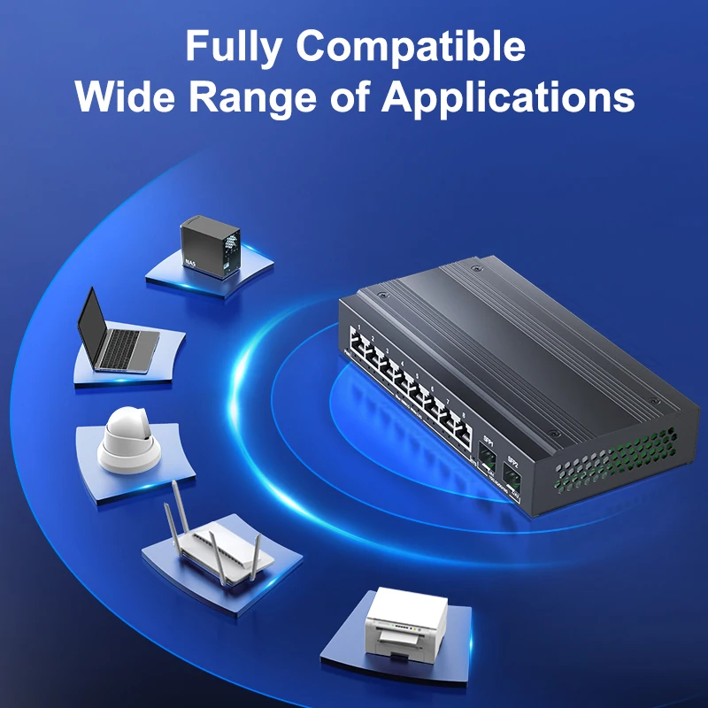 Conmutador de red HORACO 2,5G, conmutador Ethernet de 8 puertos con 2*10G SFP + Plug and Play, conmutador Homelab sin ventilador