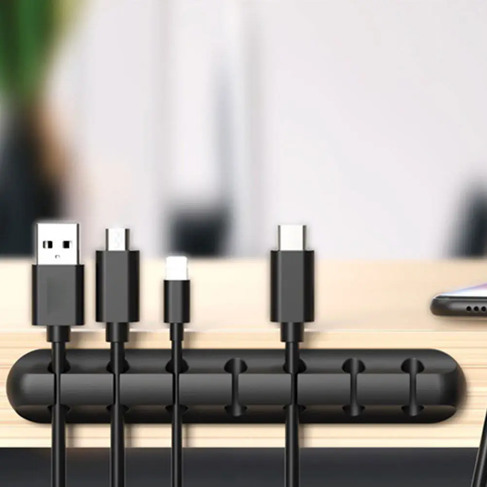 2Pcs Cable Clips Organizer Black Silicone Desktop Cord Holder Charging Wire Organizer Office Cable Management Power Cord Holder