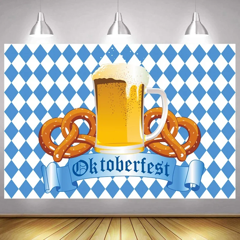 Oktoberfest Backdrop German Bavarian Cheers & Beers Festival Club Birthday Party Decoration Photography Background Poster