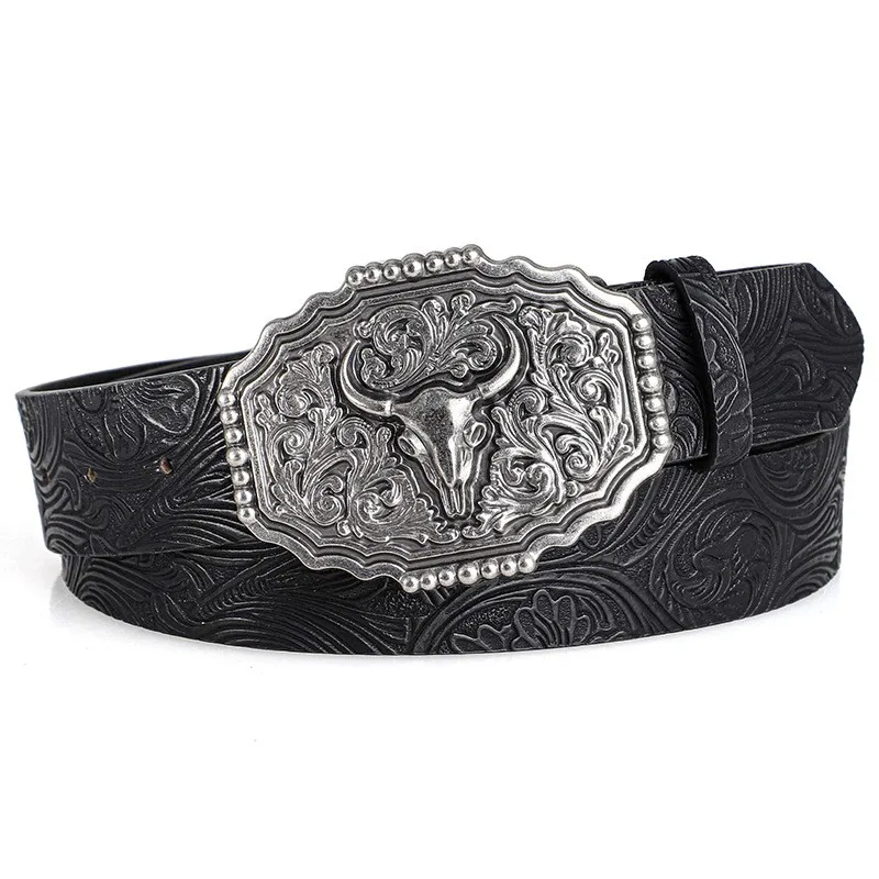 Western Cowboy-Stil Vintage Casual Gürtel - Geschnitzte Ochsenkopf-Schnalle & Bohemian-Print, Perfekt für Tägliche Pendler- und Dating-Outfits – Detail 10