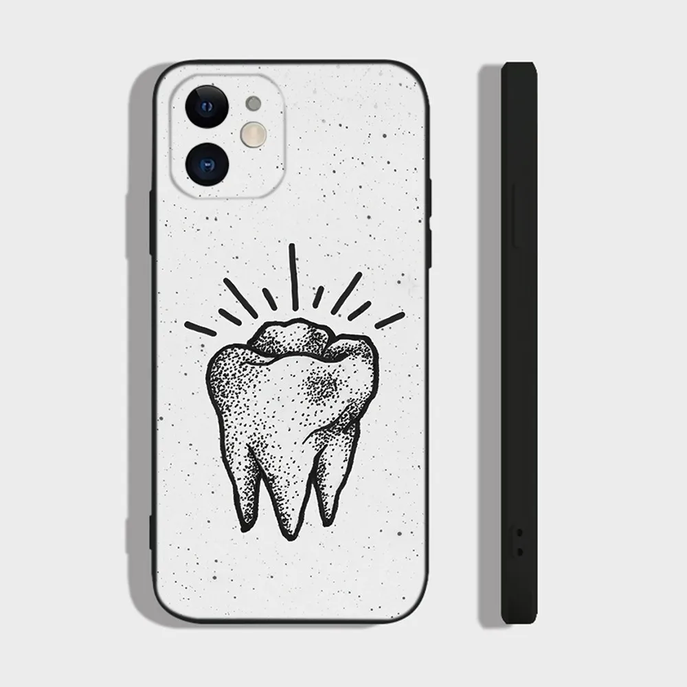 Dentist Tooth Phone Case For iPhone 16,15,14,13,12,11 Plus,Pro,Max,XR,XS,X,7,8 Plus,SE,Mini Silicone Soft