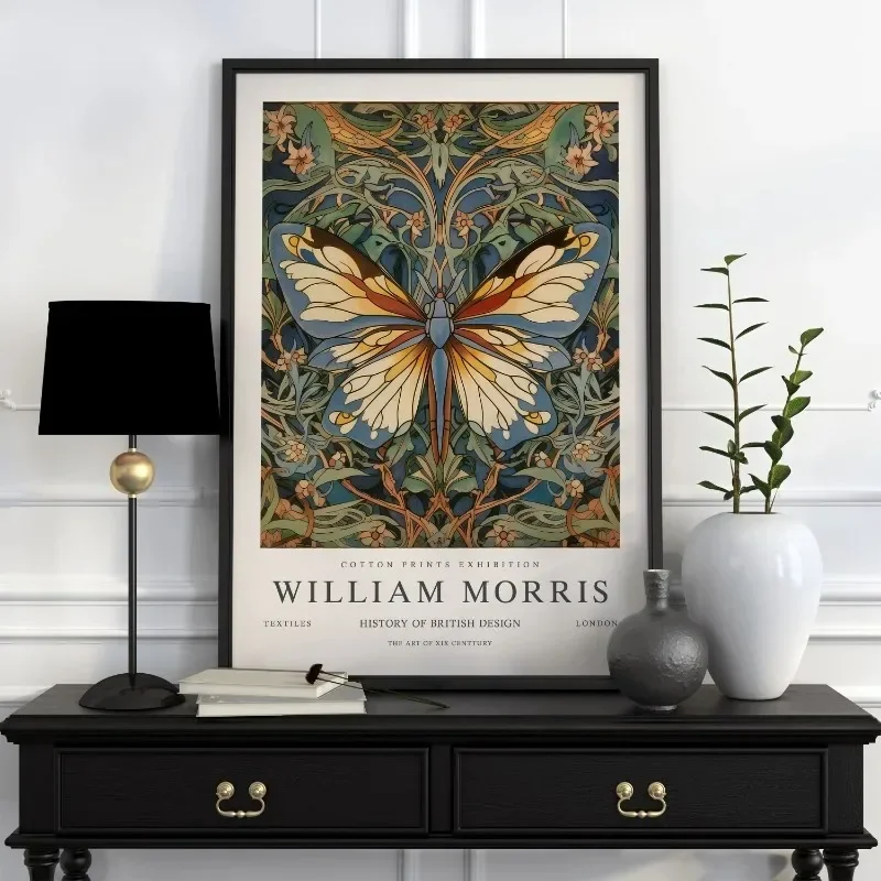 Canvas Painting Wall Prints Picture Vintage William Morris Exhibition Butterfly Moon & Stars Art Poster Living Room Decor