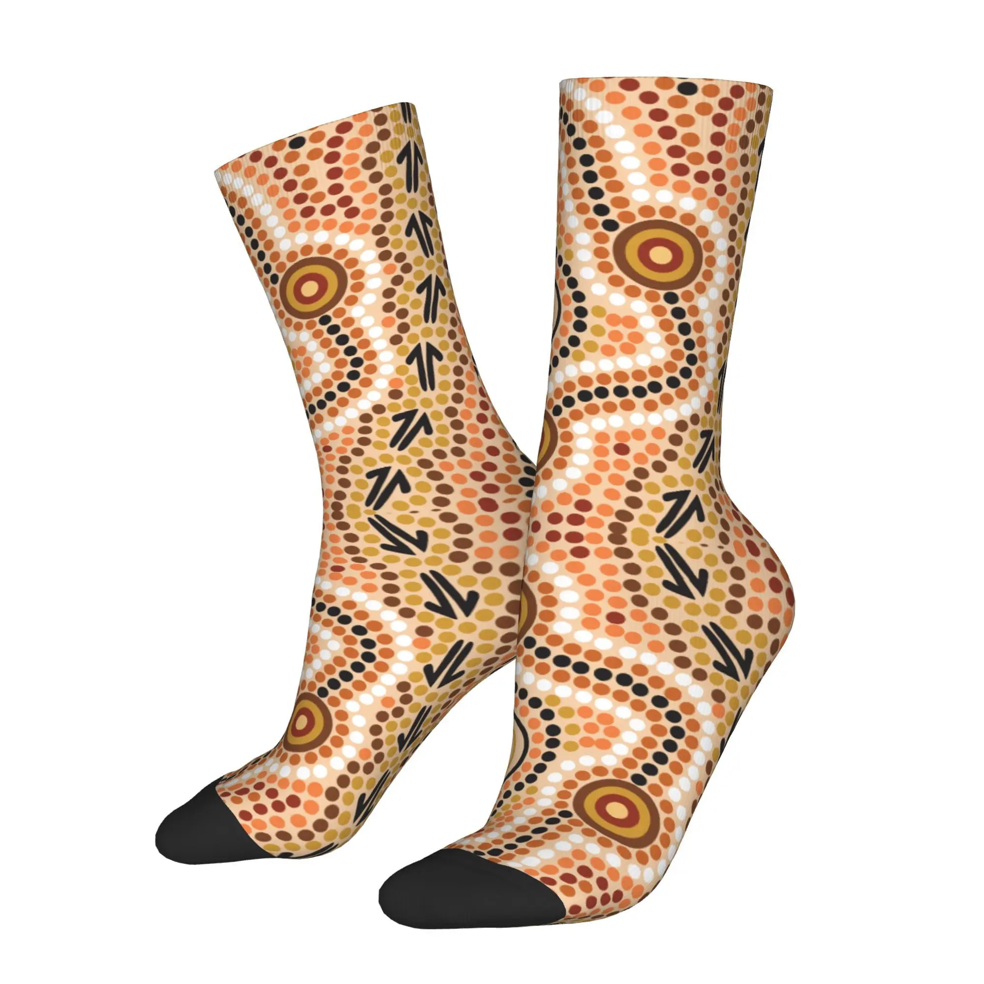 1pc Kangaroo Tracks and W1aterholes  Printed Men's Socks Novelty Hip Hop Harajuku Pattern Crew Sock Casual Gift