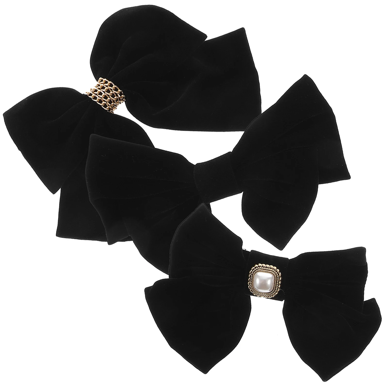 

3pcs Bow Elegant Velour Hairpin Women Ponytail Clips Stylish Accessories For Women Bows Barrettes Snap French Thin