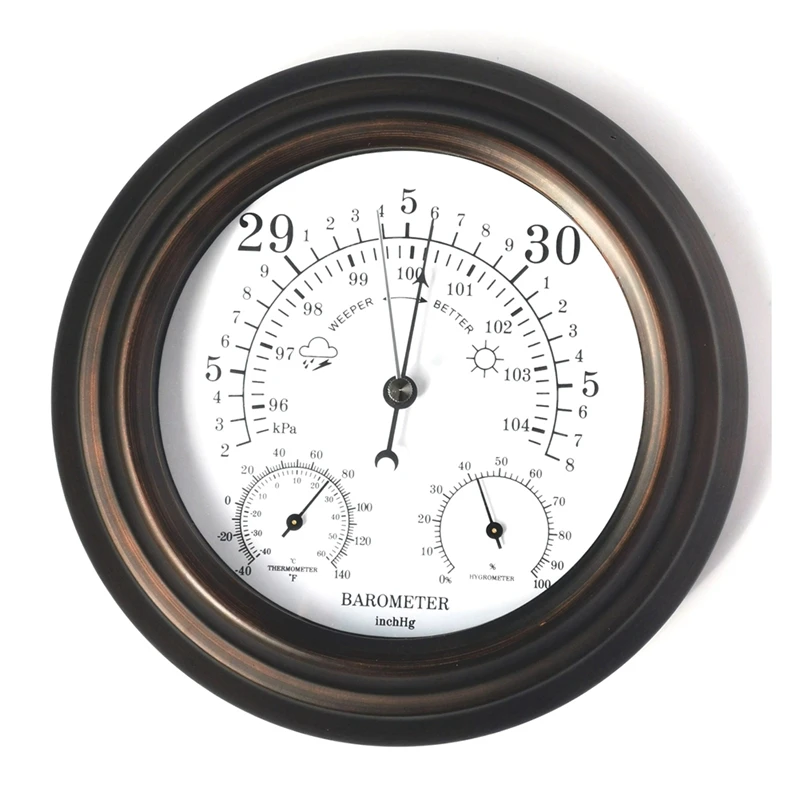 3 In 1 Barometer Thermometer Hygrometer Atmospheric Pressure Gauge Outdoor Weather Station Humidity Meter 20CM