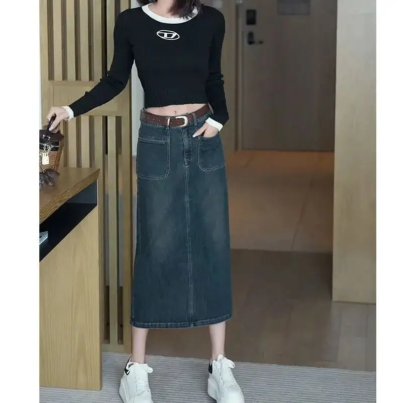 

Юбки женские готические плиссированные черные длинные винтажные для вечеринок элегантные теплые плотные шелковистые зимние в стиле Y2K модные популярные