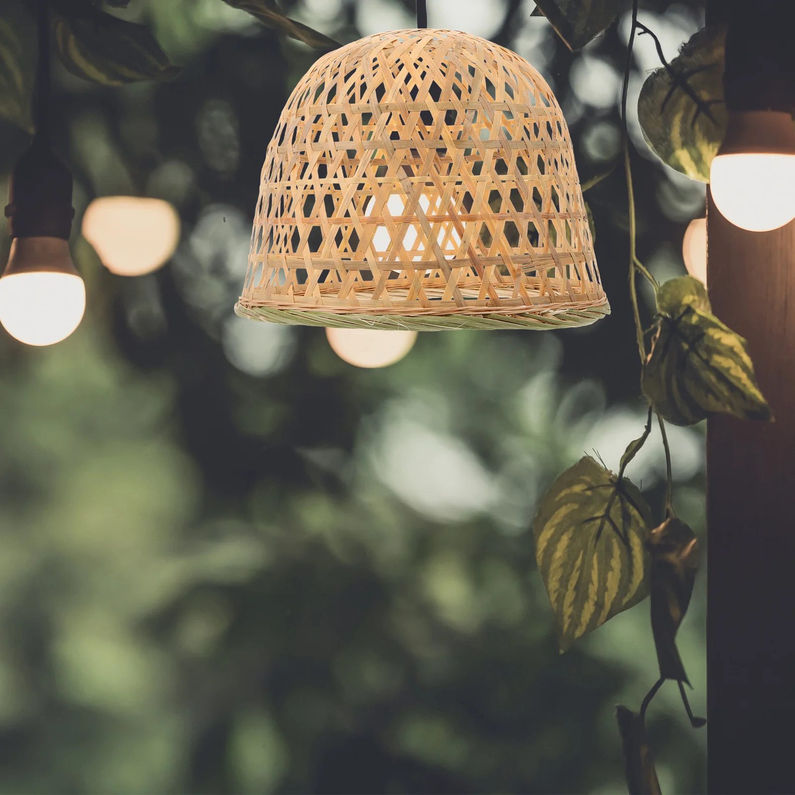 

Woven Bamboo Pendant Lamp Shade Stable Rustic Hanging Lamp Cover for Hotel Farmhouse Decorative Light Shade Pendant Light Cover