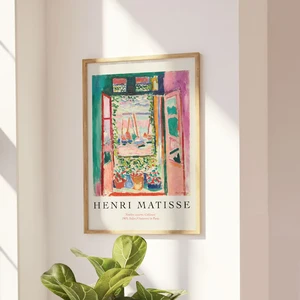 3つのポスターのマティスプリントセットコリューー壁アートペインティングリビングルームの廊下の壁の装飾の開いた窓の風景 6ベストセールス3ピースウォールアート-5