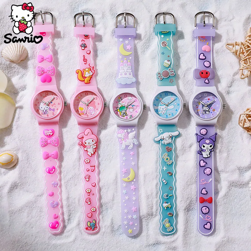 Sanrio Wrist Watch Cinnamoroll Quartz Watchband Y2K Hello Kitty Waterproof Watch Kuromi Clock My Melody Girl Gift Kid Anime Toy