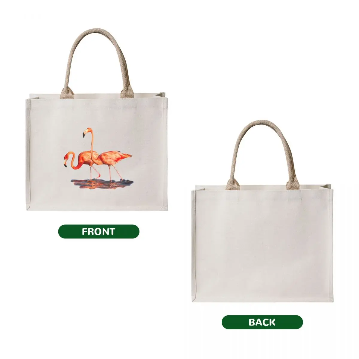 Pink Flamingos reflecting on water Tote Bag large size bags shopping bag logo custom tote bag shopping bags foldable