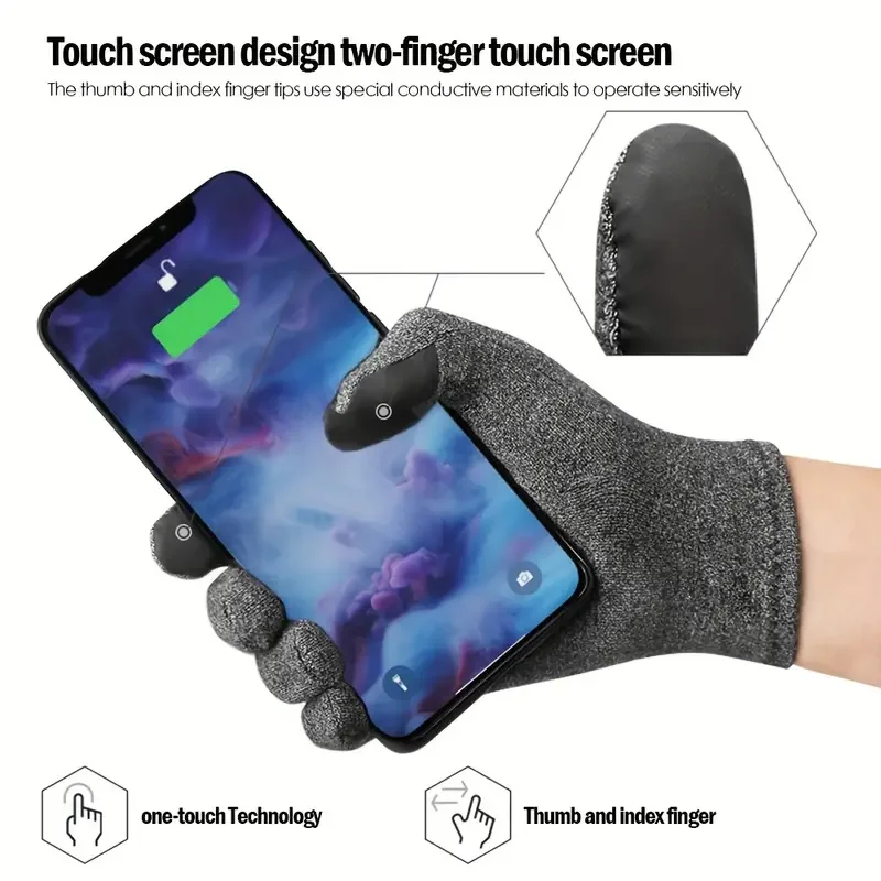 1Pair Unisex Compression Arthritis Gloves, Touch Screen Full Finger Gloves, Compression Gloves, For Therapy, Rehabilitation