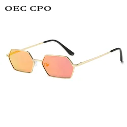 Classic Polygon Sunglasses Men Brand Design Fashion Small Frame Red Mirror Coating Sun Glasses Female Square Eyewear Shade UV400