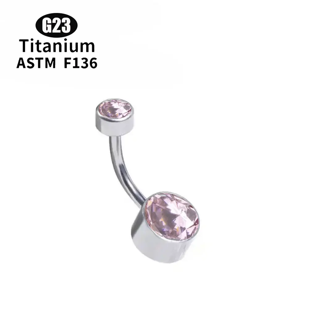 Women's G23 Titanium Round Zircon Belly Button Ring