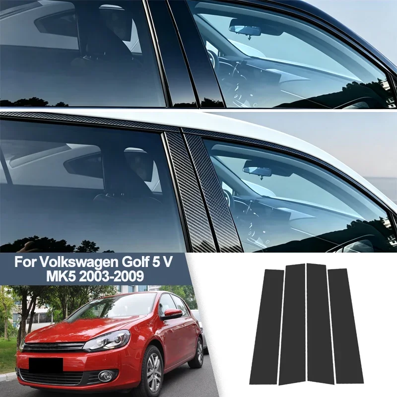 For Volkswagen Golf 5 V MK5 2003-2009 B/C Pillar Post Stickers PC Window Middle Pillar Trim Decorative Car Exterior Parts