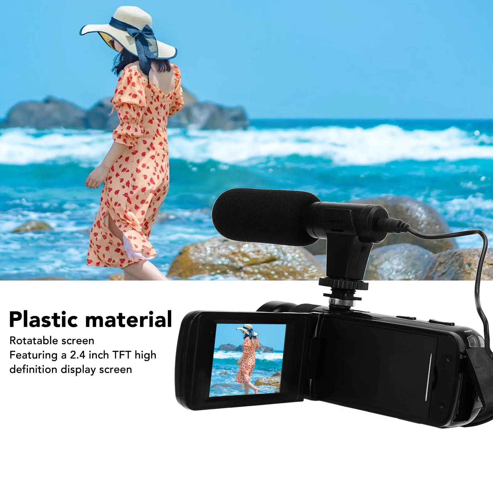 1080P Video Camera Digital Zoom Camcorder 2.4in  Screen Motion Detection 0.45X Wide Angle Lens 16MP for Baby Growth Records