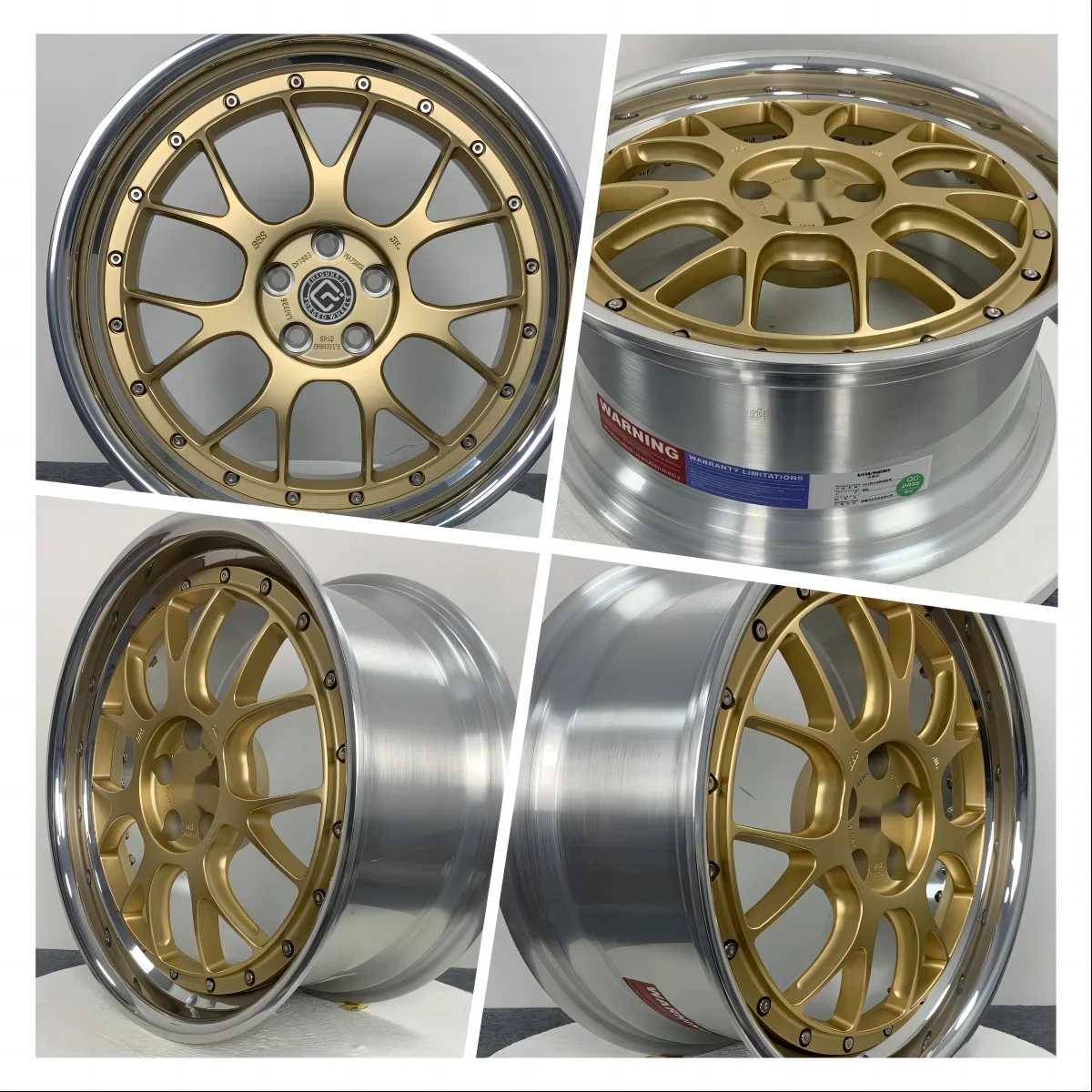 Custom Forged Wheel Set Two Pieces 5x112 5x114.3 5x120 Polished Finish Compatible Porsche Ferrari BMW Audi Mercedes Alloys 0mm