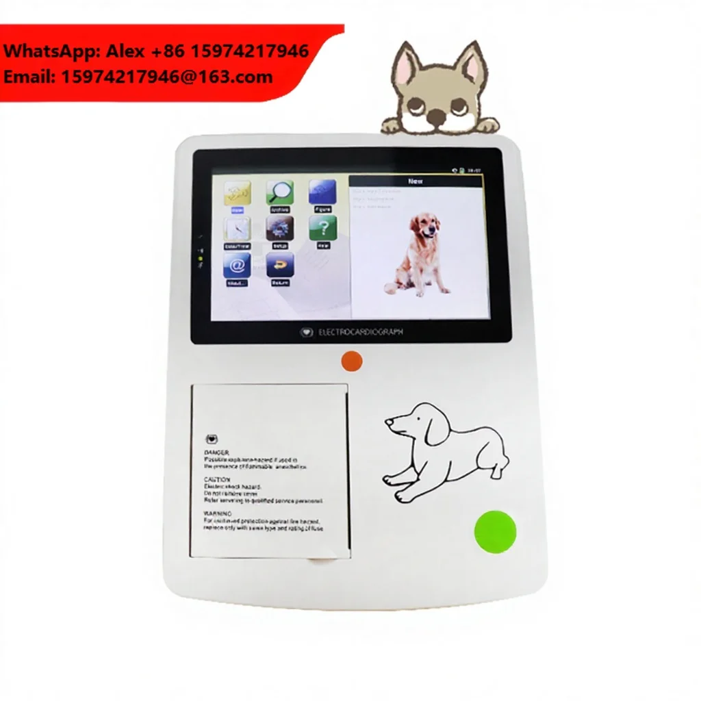 W002 Digital Portable Cardiograph ECG Machine Portable 3.5 Inch Color Touch Screen ECG Monitor 3 Channel 12 Lead Veterinary Ani