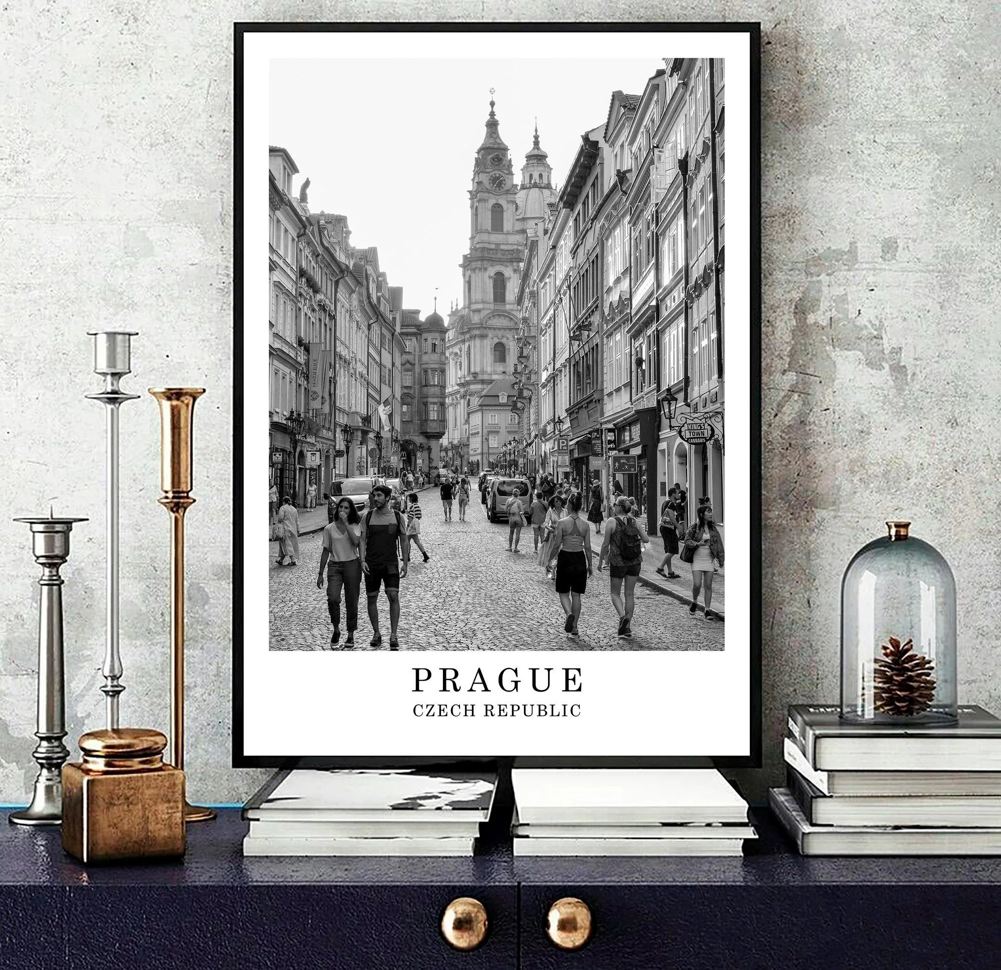 Vintage Black White European City Canvas Wall Art Travel Landmark Poster London Edinburgh Prague Bamberg Print Home Wall Decor