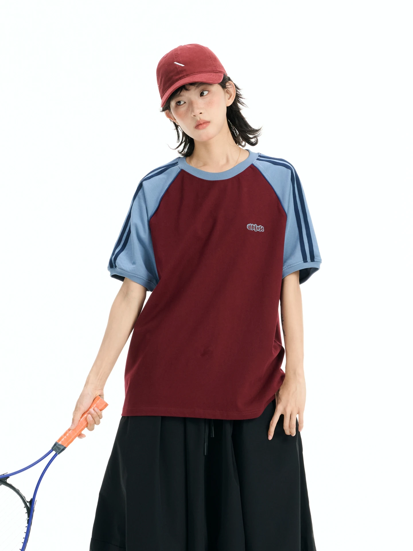 

Футболка Gujiji Universe Color Block Sports Casual с коротким рукавом, круглым вырезом, из чистого хлопка, с дизайнерскими вставками