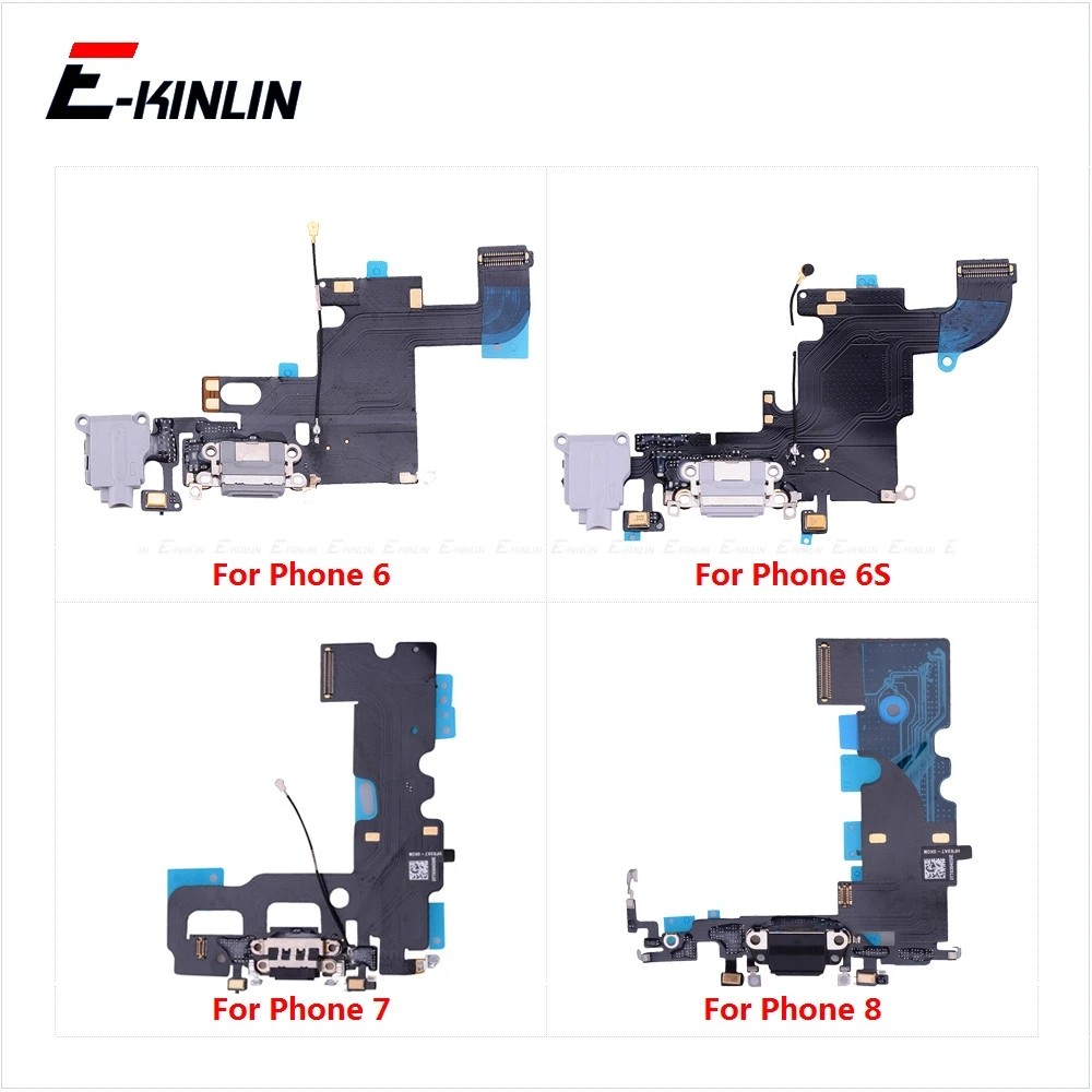 Bottom Charger Port Dock For iPhone 8 7 6 6S Plus USB Plug Charging Connector With Microphone Headphone Audio Jack Flex Cable